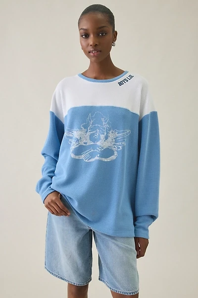 Boys Lie Varsity Blues Graphic Thermal Long Sleeve Tee