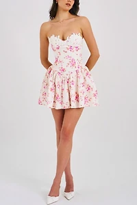 Miss Circle Samara Floral Linen Corset Mini Dress