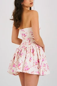 Miss Circle Samara Floral Linen Corset Mini Dress