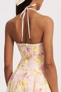 Miss Circle Zaina Floral Linen Halter Midi Dress