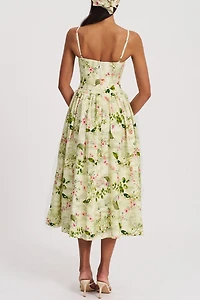 Miss Circle Jacinda Floral Ruched Linen Midi Dress