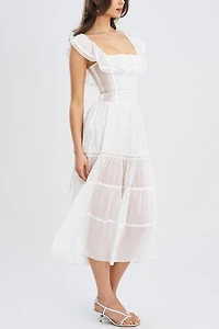 Miss Circle Eden Square Neck Ruffle Midi Dress