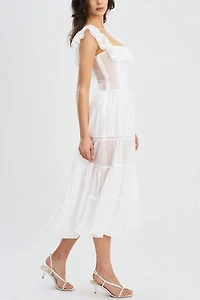 Miss Circle Eden Square Neck Ruffle Midi Dress