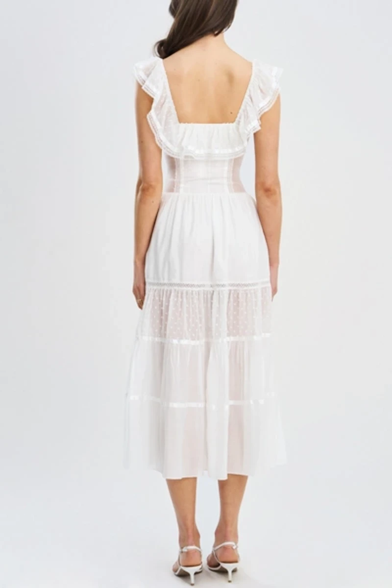 Miss Circle Eden Square Neck Ruffle Midi Dress