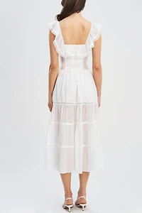 Miss Circle Eden Square Neck Ruffle Midi Dress