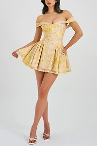 Miss Circle Oana Floral Linen Off-the-Shoulder Mini Dress