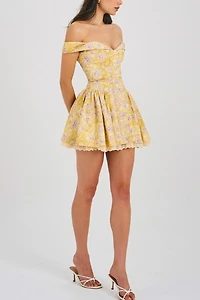 Miss Circle Oana Floral Linen Off-the-Shoulder Mini Dress