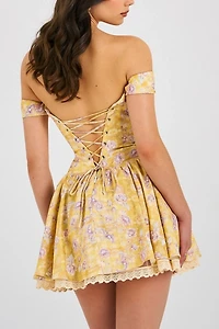 Miss Circle Oana Floral Linen Off-the-Shoulder Mini Dress