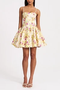 Miss Circle Valda Floral Linen Mini Dress