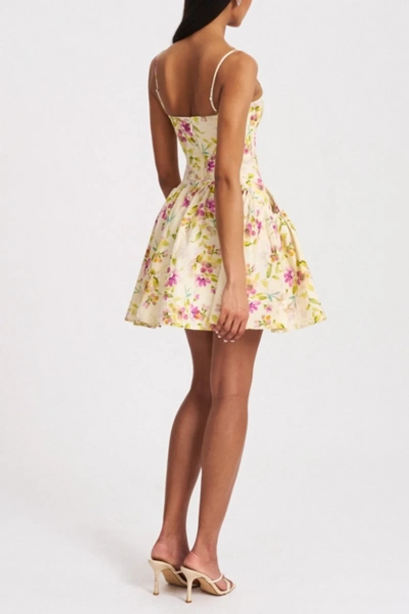 Miss Circle Valda Floral Linen Mini Dress