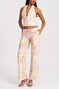 Miss Circle Lauren Floral Linen Halter Top