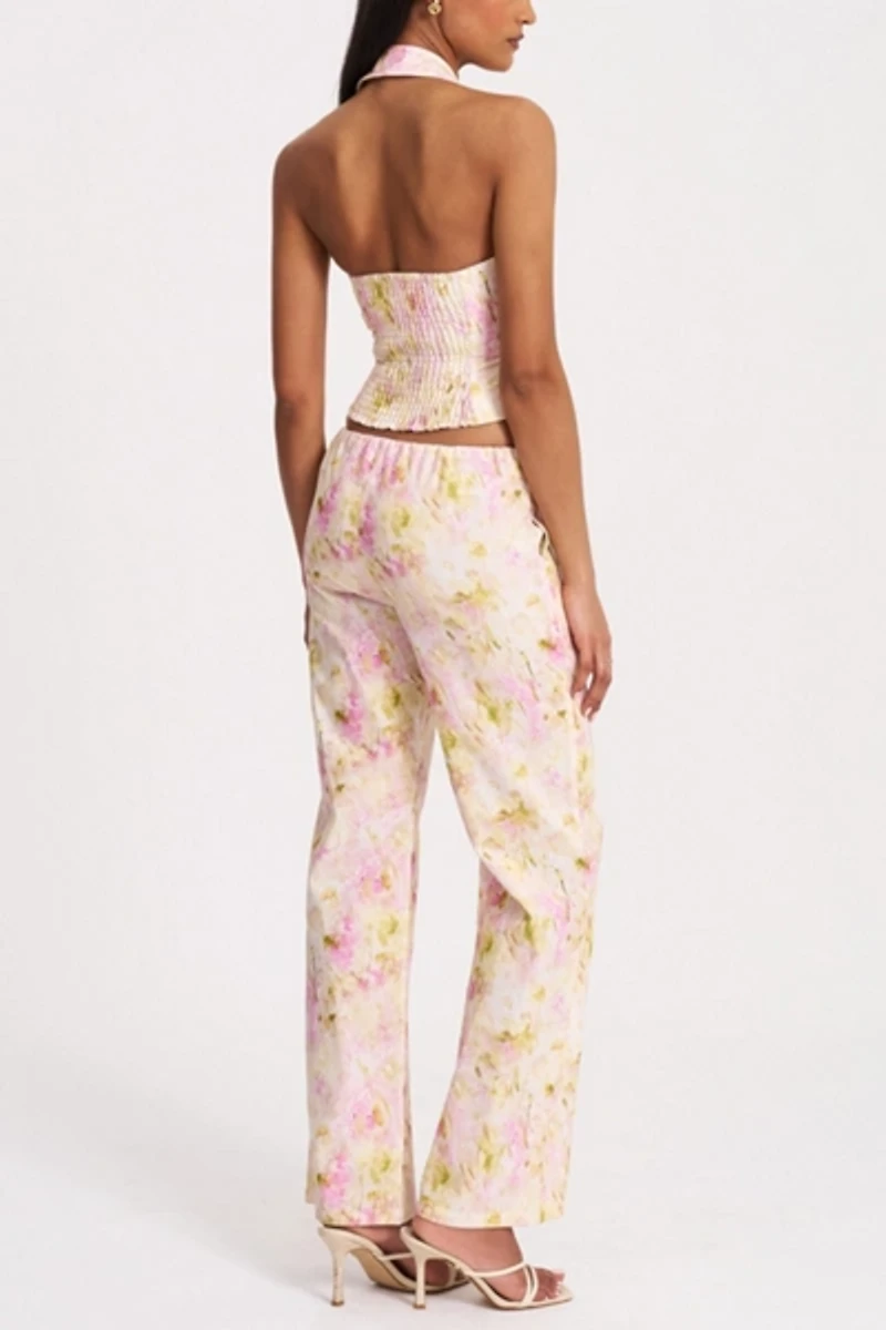Miss Circle Lauren Floral Linen Halter Top