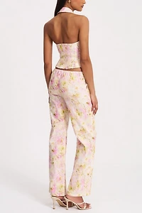 Miss Circle Lauren Floral Linen Halter Top