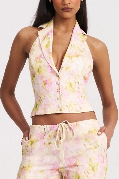 Miss Circle Lauren Floral Linen Halter Top