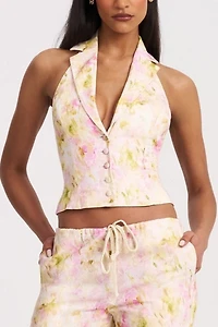 Miss Circle Lauren Floral Linen Halter Top