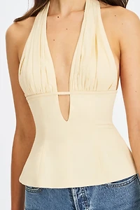 Miss Circle Quinzella Linen Halter Top