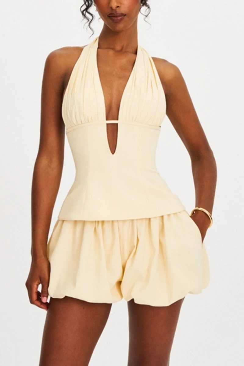 Miss Circle Quinzella Linen Halter Top