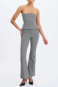 Miss Circle Ulla Houndstooth Strapless Peplum Top
