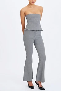 Miss Circle Ulla Houndstooth Strapless Peplum Top