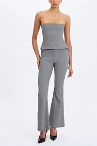 Miss Circle Ulla Houndstooth Strapless Peplum Top