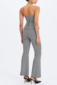 Miss Circle Ulla Houndstooth Strapless Peplum Top