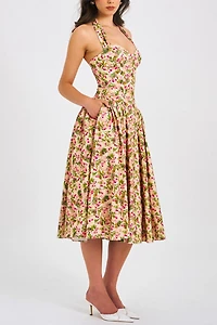 Miss Circle Niya Floral Linen Halter Maxi Dress