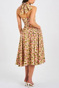 Miss Circle Niya Floral Linen Halter Maxi Dress