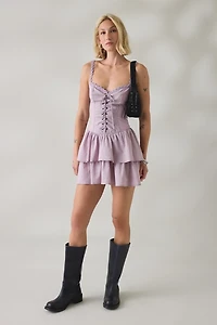 BDG Sweet Talker Lace Trim Corset Mini Dress