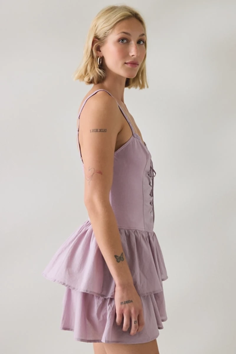 BDG Sweet Talker Lace Trim Corset Mini Dress