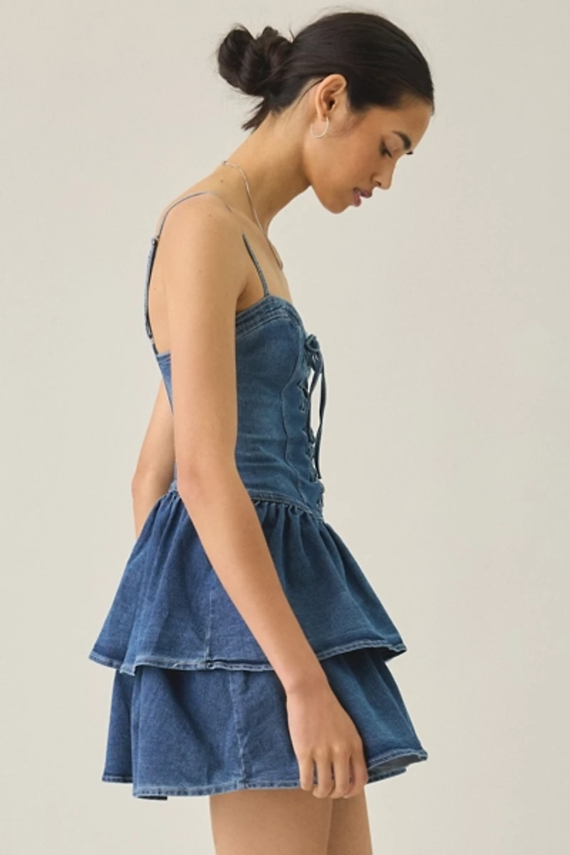 BDG Sweet Talker Denim Corset Mini Dress