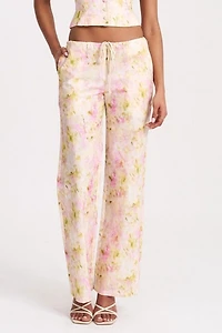 Miss Circle Laureen Floral Linen Straight Pant