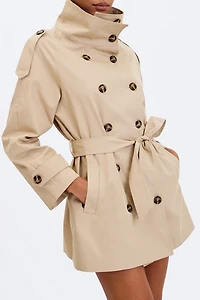 Miss Circle Vanetta High Collar Mini Trench Coat