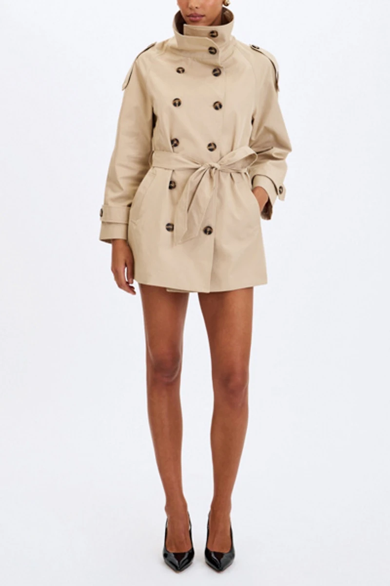 Miss Circle Vanetta High Collar Mini Trench Coat