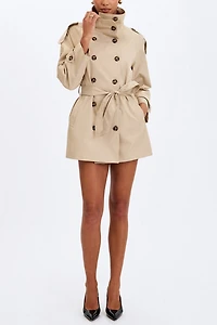 Miss Circle Vanetta High Collar Mini Trench Coat