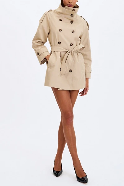 Miss Circle Vanetta High Collar Mini Trench Coat