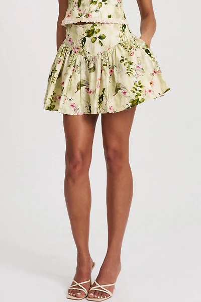 Miss Circle Zanelle Floral Drop Waist Linen Skirt