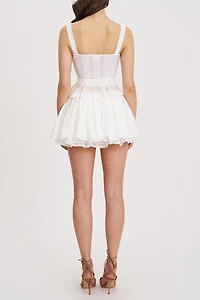 Miss Circle Aliza Lace Trim Layered Mini Skirt