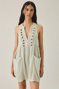 BDG Cadet Button Sleeveless Shift Mini Dress