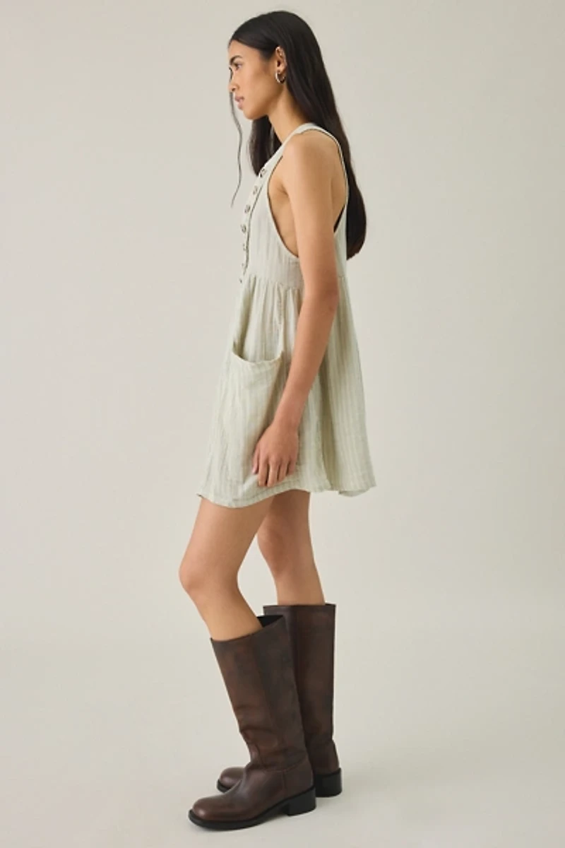 BDG Cadet Button Sleeveless Shift Mini Dress