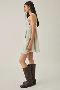BDG Cadet Button Sleeveless Shift Mini Dress