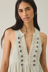 BDG Cadet Button Sleeveless Shift Mini Dress