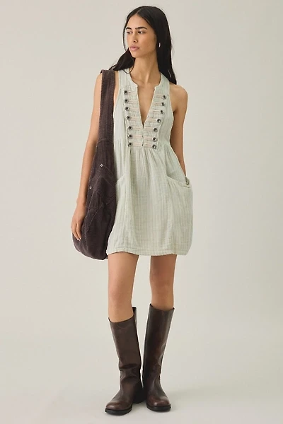 BDG Cadet Button Sleeveless Shift Mini Dress
