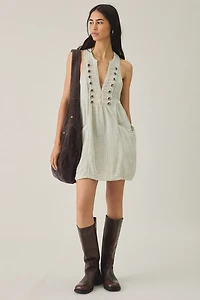 BDG Cadet Button Sleeveless Shift Mini Dress