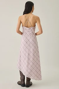 Kimchi Blue Posey Asymmetric Lace Trim Slip Midi Dress