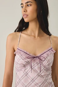 Kimchi Blue Posey Asymmetric Lace Trim Slip Midi Dress