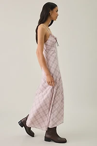 Kimchi Blue Posey Asymmetric Lace Trim Slip Midi Dress