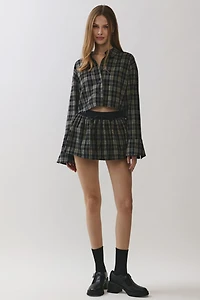 Personal Code Paloma Cropped Plaid Button Down Shirt