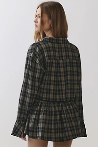 Personal Code Paloma Cropped Plaid Button Down Shirt