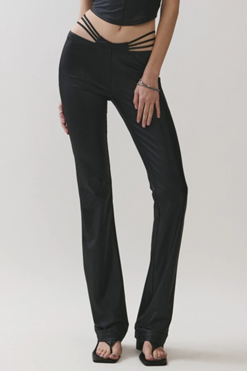 Personal Code Roxie Stretchy Coated Jersey Cut Out Pants