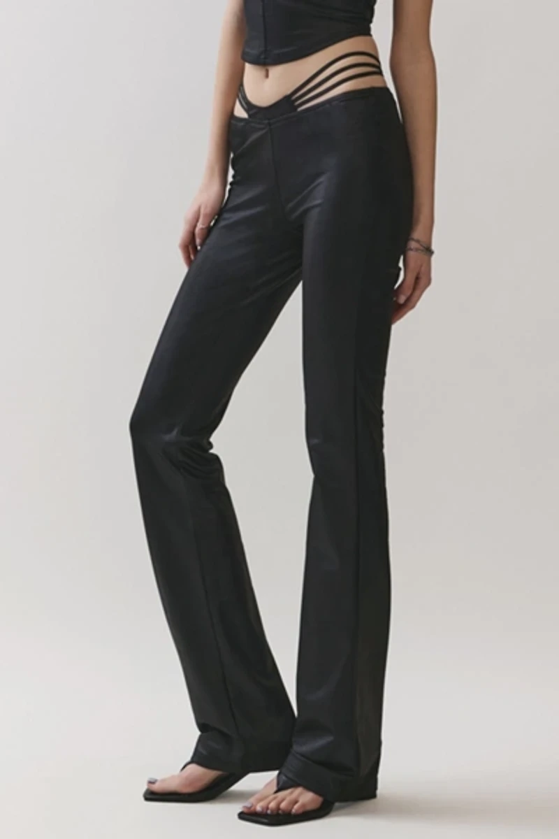 Personal Code Roxie Stretchy Coated Jersey Cut Out Pants